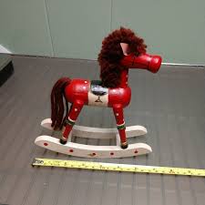 Vintage Red Wooden Rocking Horse Christmas Decoration - 6.5 ...