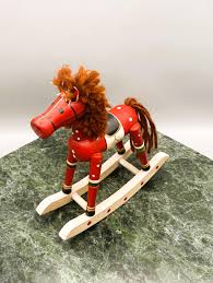 Vintage Handpainted Wooden Rocking Horse: Christmas Folk Art ...