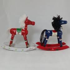 Vintage Wood Christmas Rocking Horse & Nutcracker Ornament ...