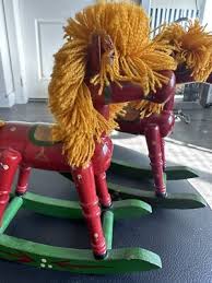 Mary Meyer Wooden Red Green Rocking Horse 9” Christmas ...