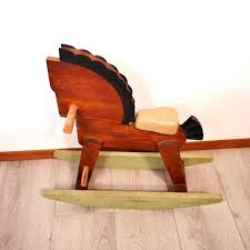 Vintage Wooden Rocking Horse – Handcrafted Folk Art, Rustic Nursery Decor, Mid-century Scandinavian Toy - Etsy