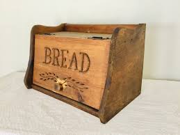 Vintage Handcrafted Large Wooden Bread Box, Rustic Retro ...