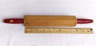 Vintage Wooden Rolling Pin Red Handles with Original 59 ...