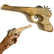 1 Wooden Rubber Band Gun Shot Pistol Toy Shooter Kids Cowboy Classic B — AllTopBargains