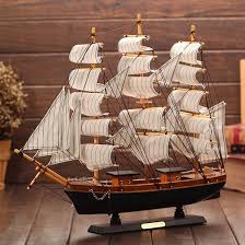 Amazon.com: Handmade 9.4' Tall Wooden Sailing Boat Model ...