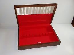 Vtg WOOD FLATWARE SILVERWARE STORAGE CHEST BOX KITCHENWARE ...