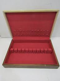 B-B-6 OLD WOOD-WOODEN SILVERWARE FLATWARE STORAGE BOX CHEST ...