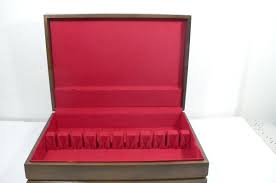 1 Vtg Mc Graw Silverware Walnut Wood Storage Chest Case w ...