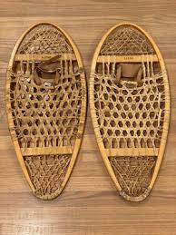 CABELAS VTG SNOWSHOES WOODEN BENTWOOD & GUT 14x30 MADE IN ...