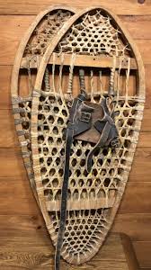 Vintage Snowshoes handmade moose sinew webbing Bear ...
