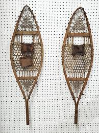 VINTAGE WOODEN SNOWSHOES HANDMADE COLLECTIBLE MEMORABILIA ANTIQUE HOME DECO | eBay