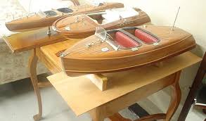 Lot - THREE VINTAGE WOOD SPEED BOAT MODELS, all American