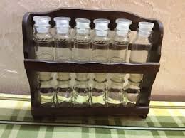 Vintage Wooden Hanging Spice Rack, 12 Glass Spice Bottles | eBay