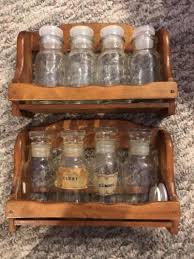 Vintage Spice Racks GLASS JARS Wood Rack Wall Hanging ...