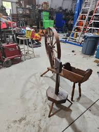VINTAGE ANTIQUE WOODEN SPINNING WHEEL FOR YARN WOOL | eBay