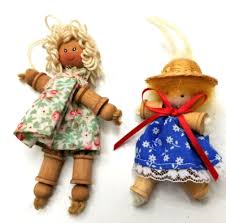Vintage Handmade Wooden Spool People Doll Ornaments Christmas | eBay