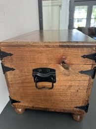Vtg Wooden Large Size Storage Chest Box Original Hand ...
