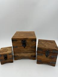 SOLID WOOD Nesting Storage Boxes Chests Organizers Jewelry ...