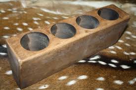 Lot of 3, 4 Hole Wooden Sugar Mold Wood Candle Holder ...