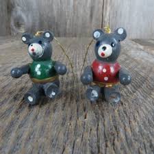 Set of 2 Vintage Christmas Ornaments // Alphabet Blocks With Teddy Bears - Etsy