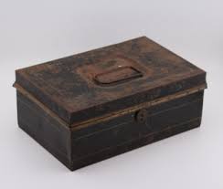 Vintage Tin Black Metal Lock Box Cash Or Document Box & KEY 6”X9.5”X4” NO KEY | eBay