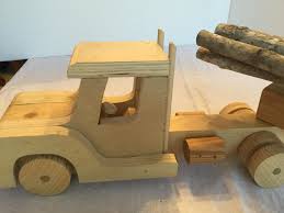 Handcrafted Wooden Logging Truck Model | Chairish