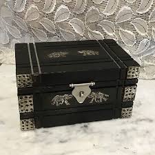 Box Wood Elephants Silver India Jewelry Hinged Chest Vintage Nice | eBay