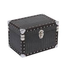 Small Storage Trunk Chest Faux Crocodile Matte Black Vanity Case Jewellery Box | eBay