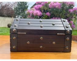 Vintage Handcrafted Solid Wood Lidded Hinged Pirate Treasure Chest With Lion Head Nail Hammered Keepsake Box Made in Japan - Etsy UK