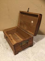 Vintage Carved Cedar Wood Jewelry Trinket Chest W/Brass Handles | eBay