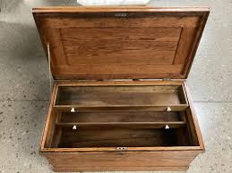 Sold at Auction: Oak Carpenter Tool Chest with 2 Inner Sliding Trays