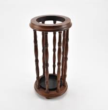 Chezrai- Vintage Spindled Wooden Umbrella Stand With Metal ...