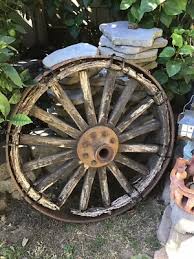 Vintage 16 Spoke Wooden Wheel With Metal Band 36” Diameter Farm Decor LOCAL P/U | eBay