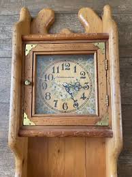 Vintage Wall clock wooden handmade Williamstown marked dial ...