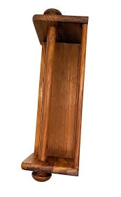 Vintage Teak Wall Mounted Paper Towel Holder With Shelf. For Sale at Ruby Lane