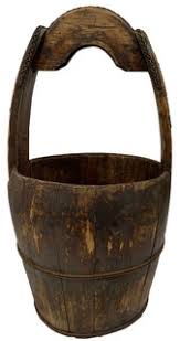 Oriental Furniture Warehouse Asian Wooden Bucket in Rustic Antique Elmwood 20''H - Asian Furniture Chinese, Japanese, Korean, TIbetan