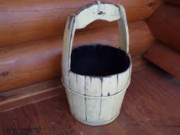 Antique Wood Barrel Bucket w/ Square Handle Well Bucket 26 ...