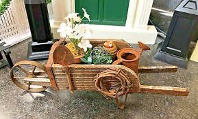 Accessory Spring & Summer Wooden Wheelbarrow Filled with Garden Supplies | eBay