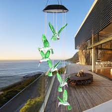 Arlmont & Co. Aggappera Hummingbird Solar Wind Chimes Outdoor Decorative Lights For Garden Patio Yard | Wayfair
