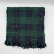 Vintage Aer Lingus Green and Navy Blue Plaid Wool Throw ...