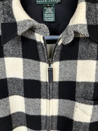 Lauren Ralph Lauren 100% Wool Shirt Jacket Women L Black White Buffalo Check | eBay