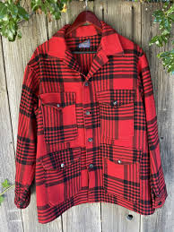 Vintage Pendleton Wool Hunting Jacket Red Plaid Mackinaw ...
