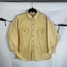 VTG 70s Woolrich Yellow Chamois Flannel Button-Up XXL LONG Long Sleeve Shirt | eBay