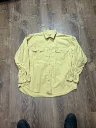 Cabela's Yellow Heavyweight Cotton Long Sleeve Button Up Shirt Large | eBay