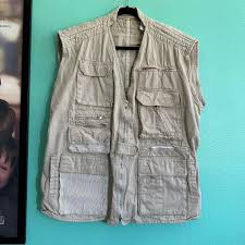 Vintage Beige Vest with lots of pockets tagged XL... | Depop