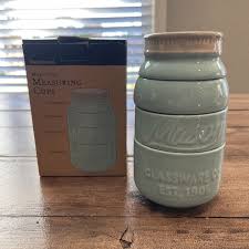 Mason Jar Ceramic Measuring Cups Blue Teal Cottage Core ...