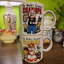 Vtg World's Greatest Grandma/Grandpa mugs Japan Graphics 12 ...