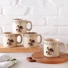 Bronco Buster Camp Mugs - Set of 4 | Lone Star Western Decor