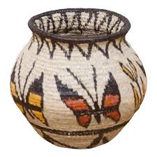 Splendid Butterfly Motif Woven Embera Basket | Chairish