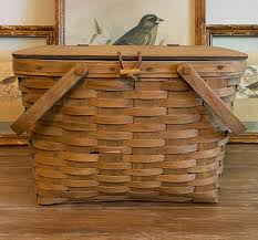 Longaberger Picnic Basket with Riser Swing Handles Large ...